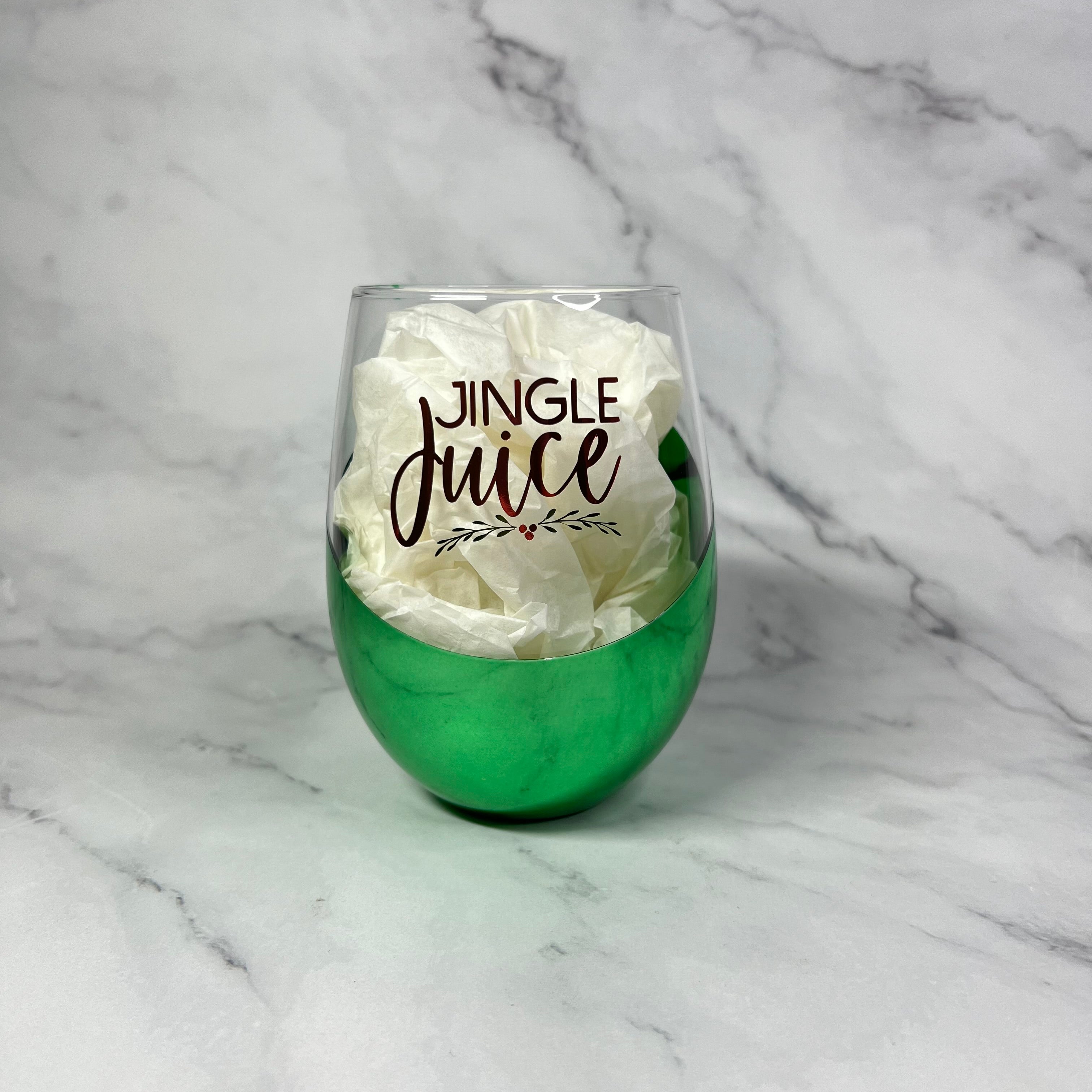 "Jingle Juice" Metallic Plated Wine Glass CreativK8, LLC