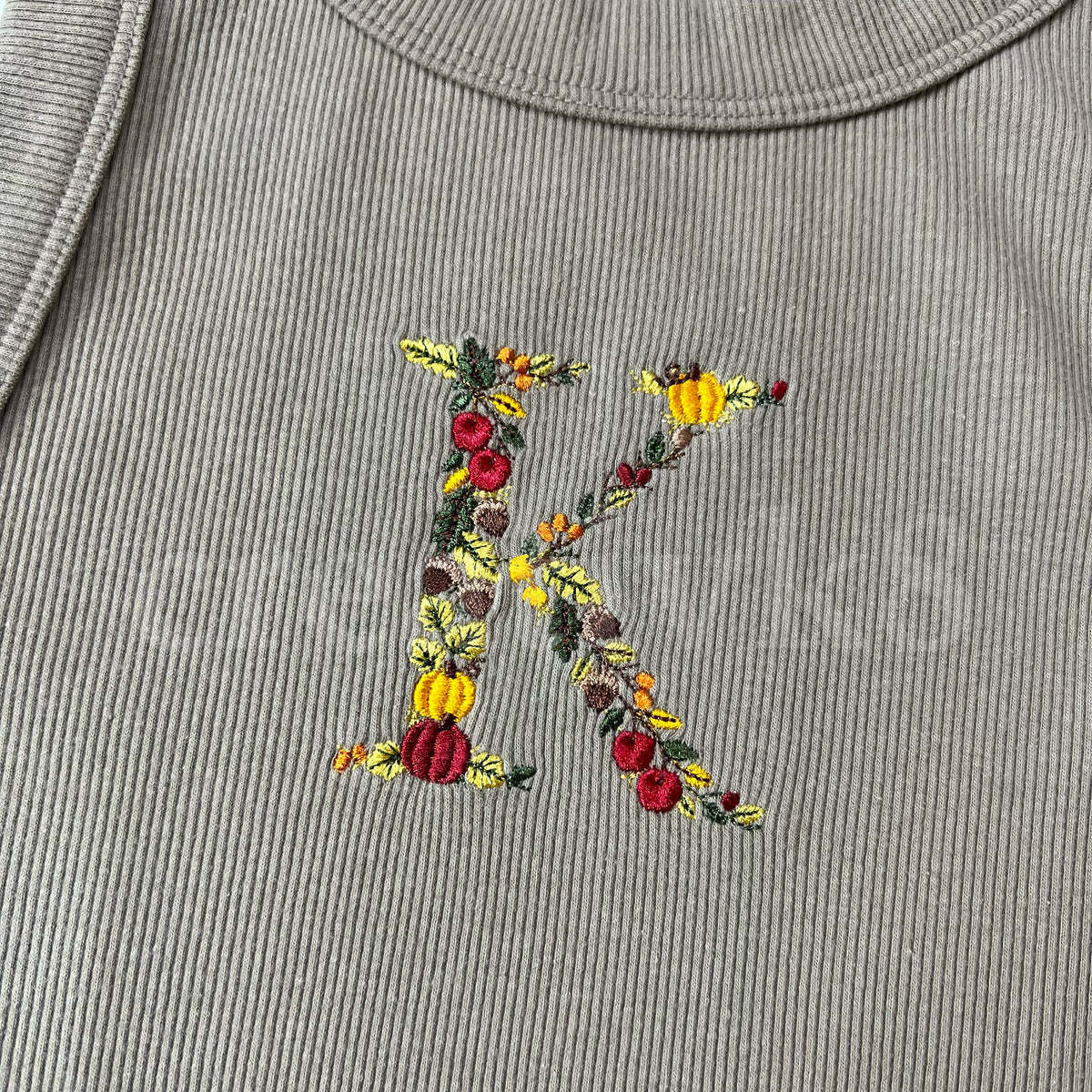 "Fall Initial Letter" - Embroidered Shirt