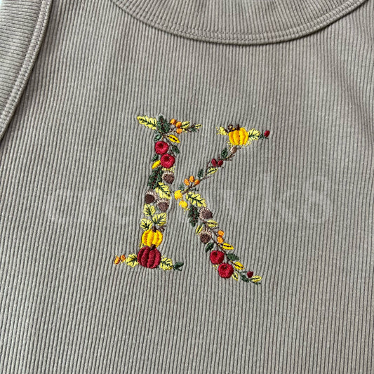 "Fall Initial Letter" - Embroidered Shirt