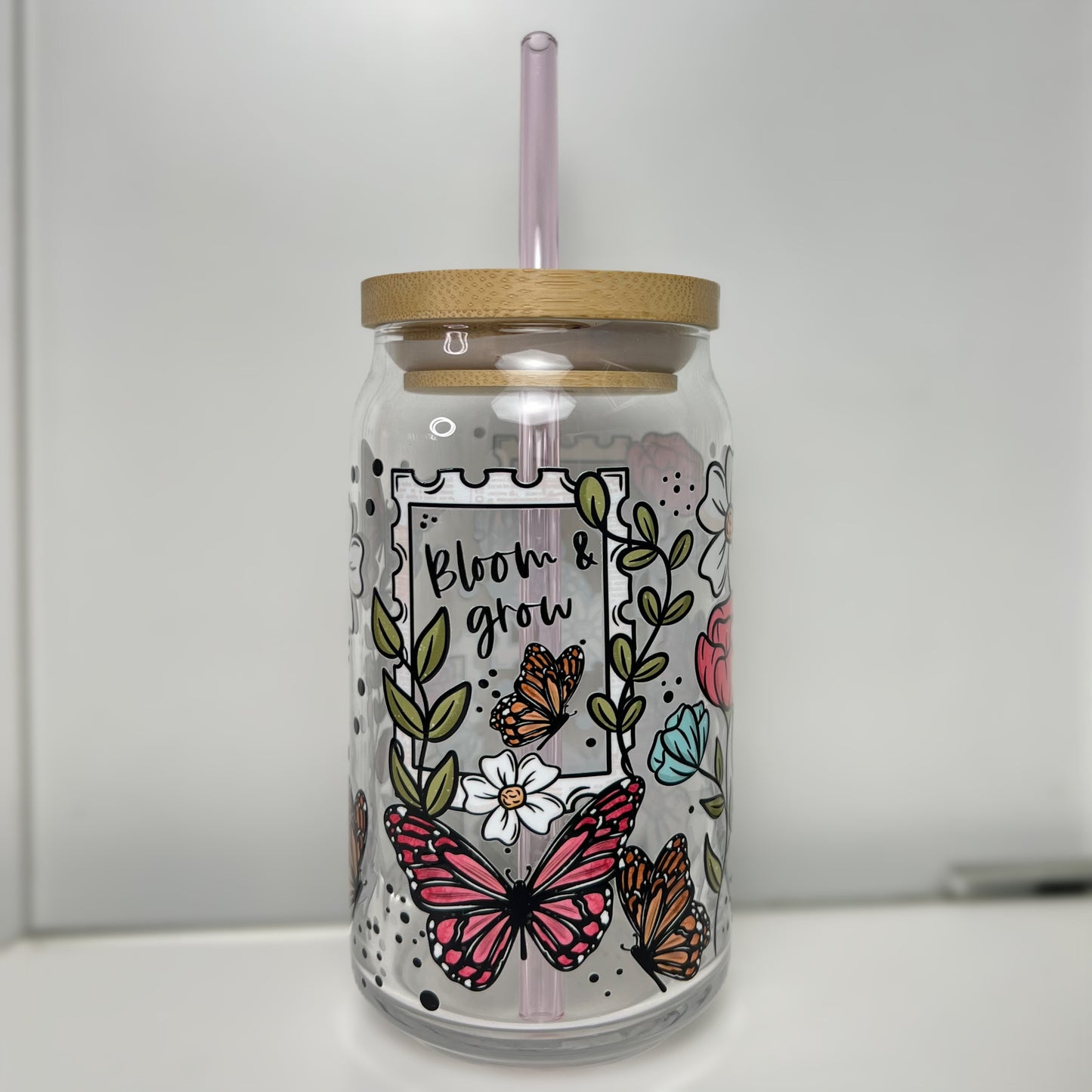 "Bloom 'n Grow" - Beer Can Glass