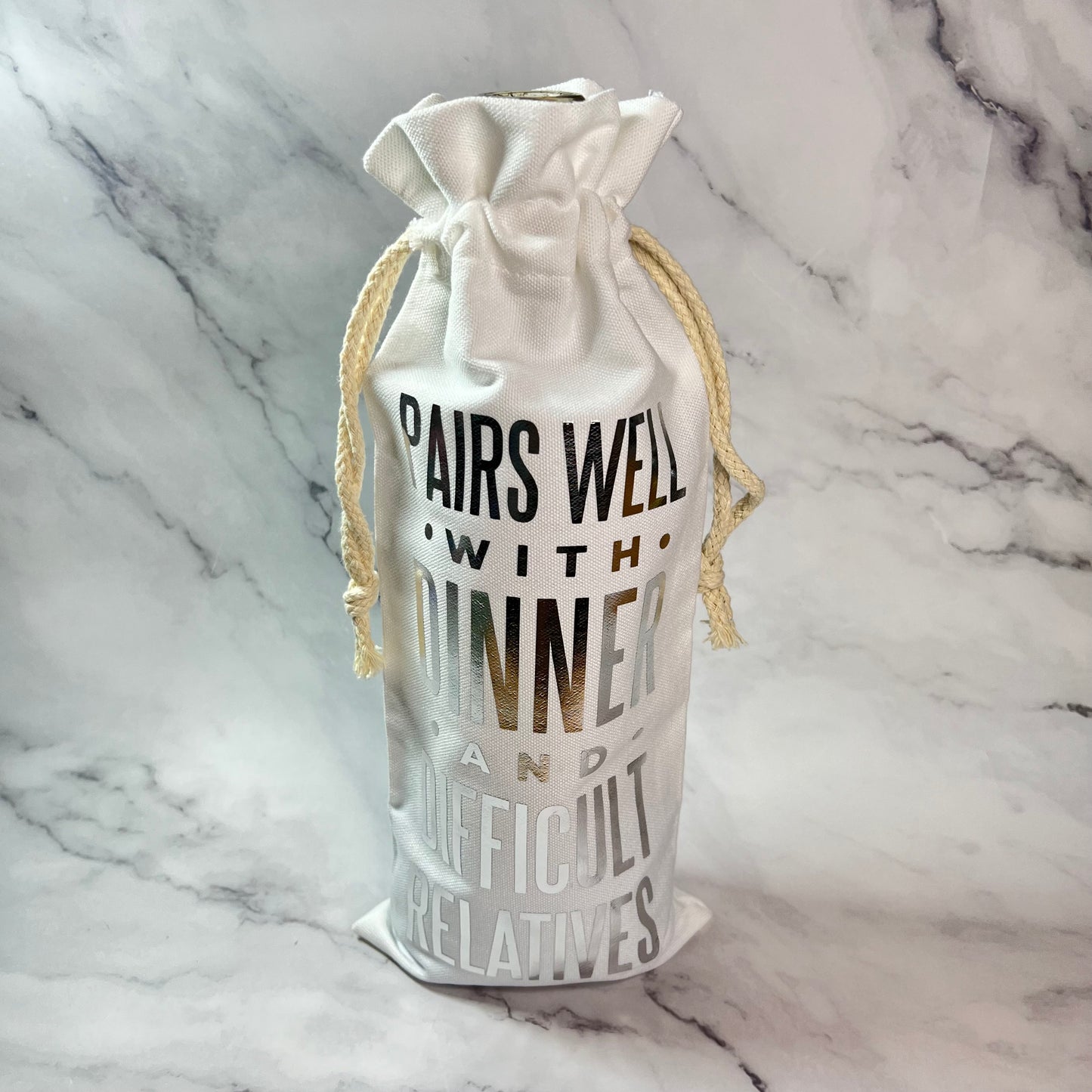 "Dinner & Difficult Relatives" - Wine Bottle Bag