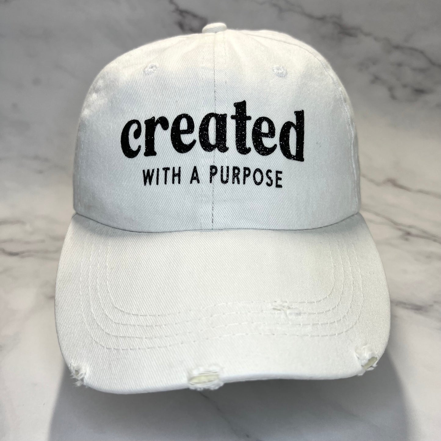 "Created with a Purpose" - Distressed Ball Cap