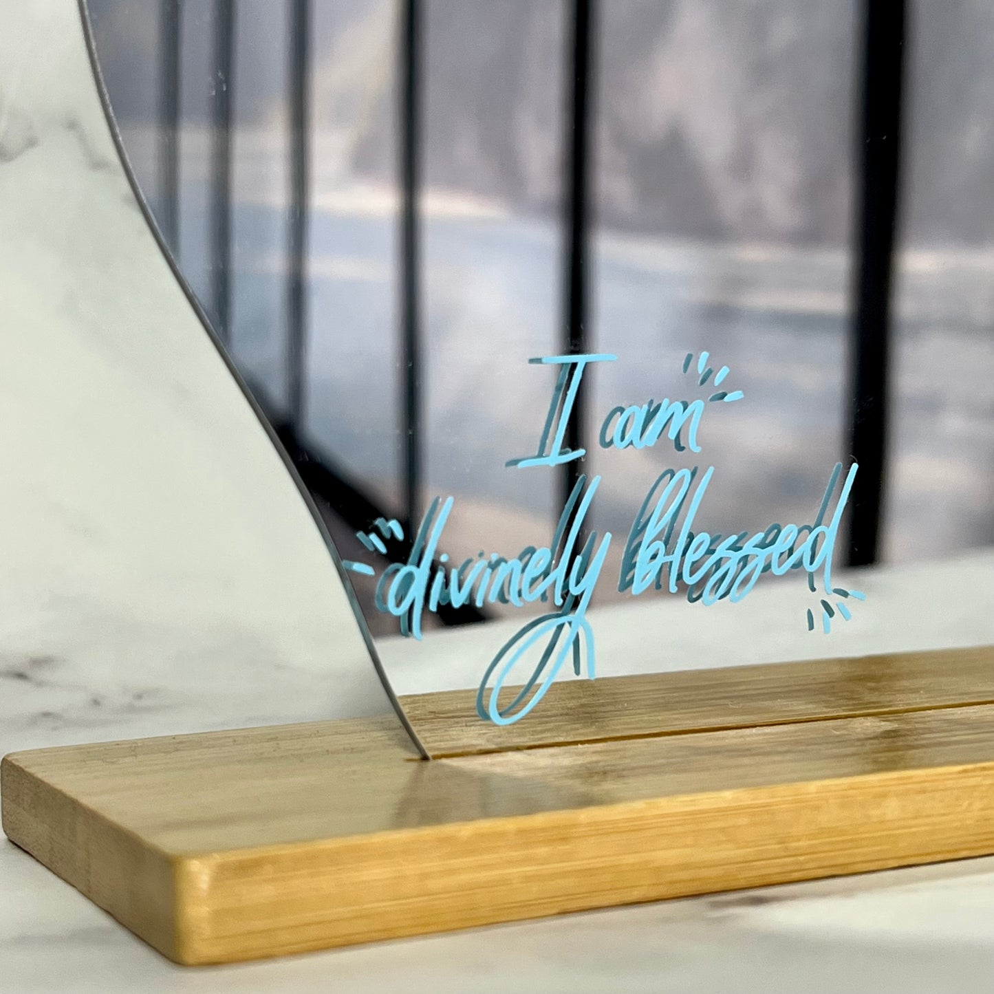 "Blessed/Power" - Affirmation Tabletop Mirror