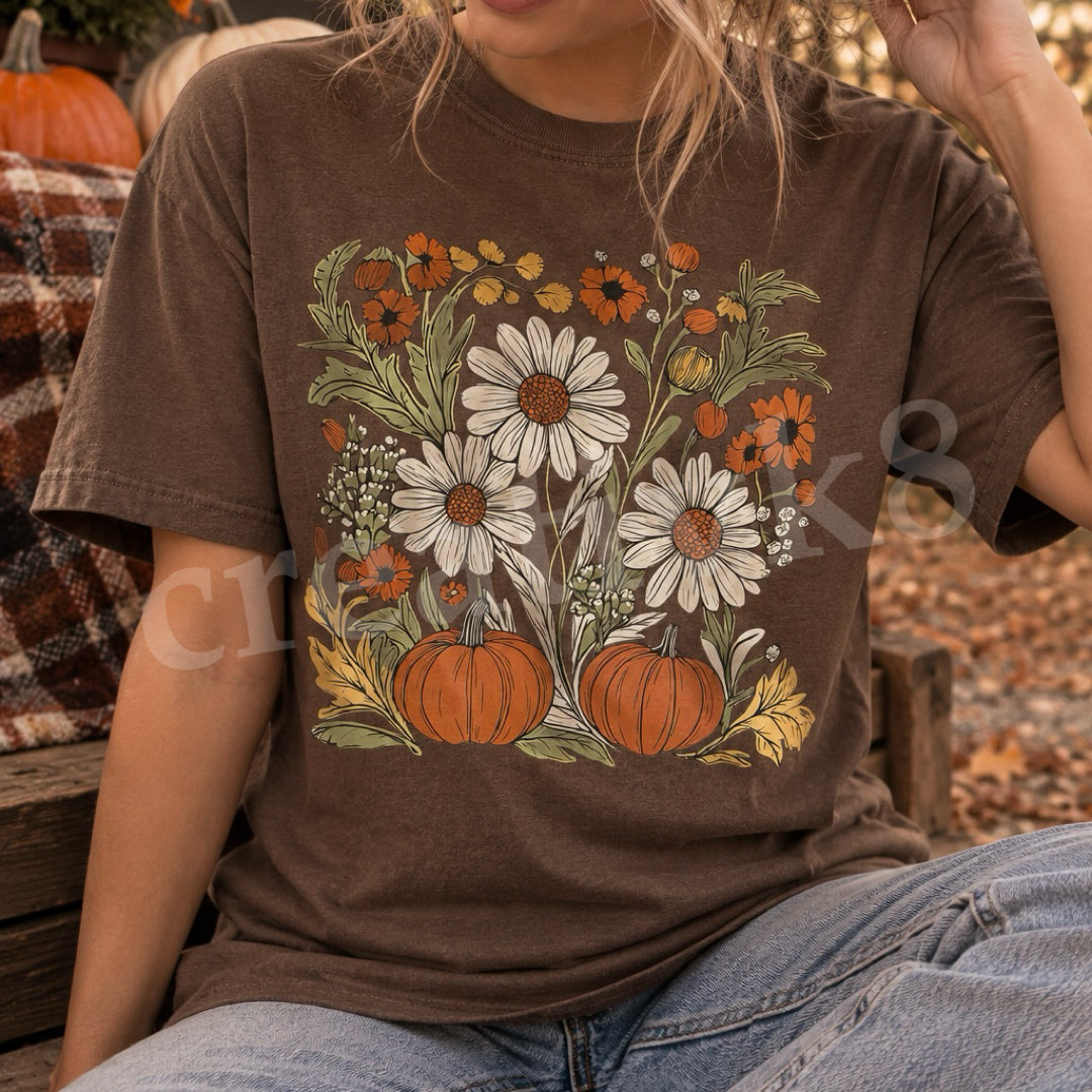 "Fall Floral" - Pressed T-Shirt